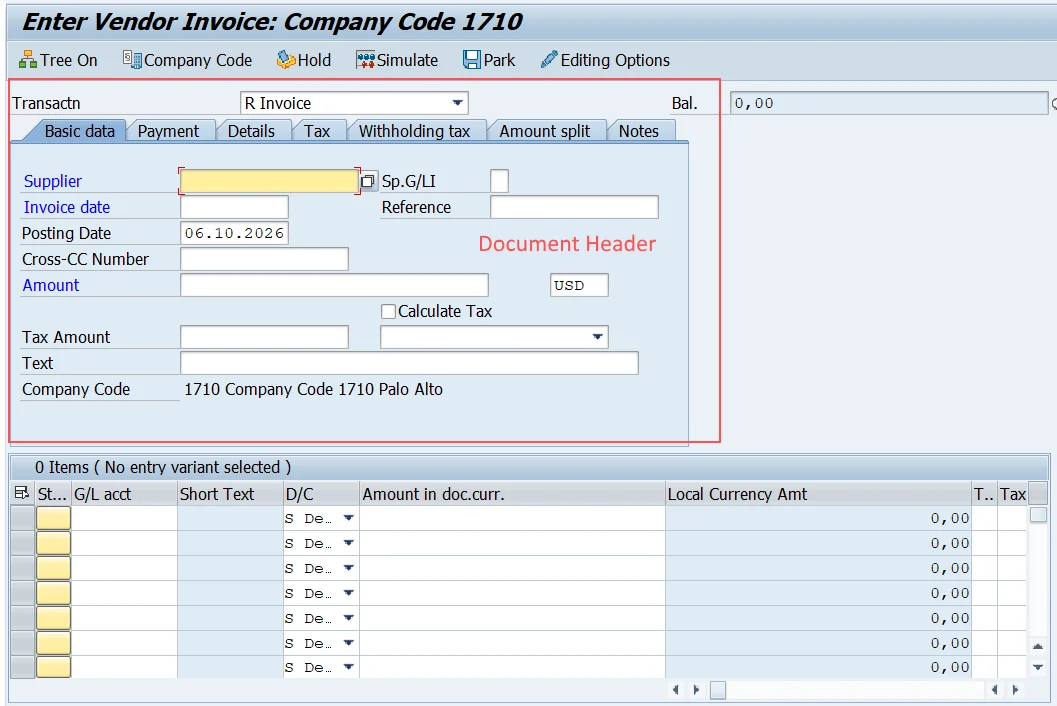 Accounting Document Header Details in SAP BKPF Table