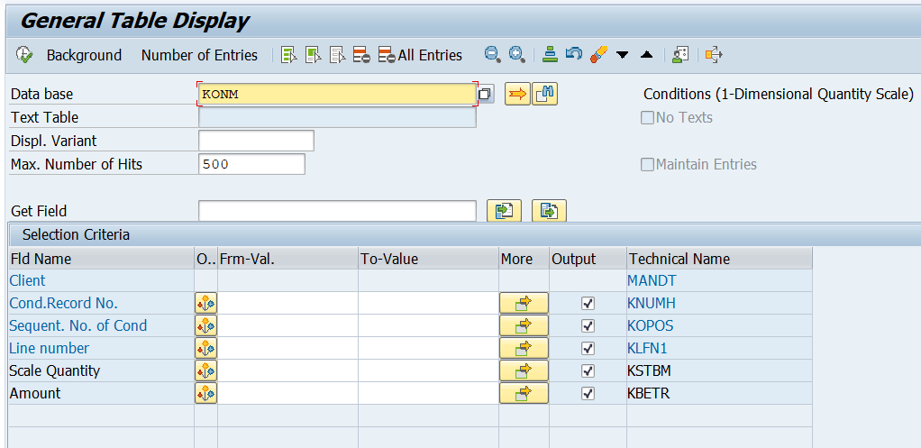 SAP KONM Table for Quantity Based Pricing Scales