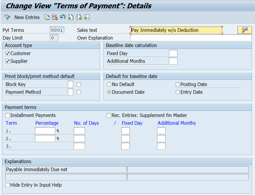 SAP T052 Table for Terms of Payment Configuration