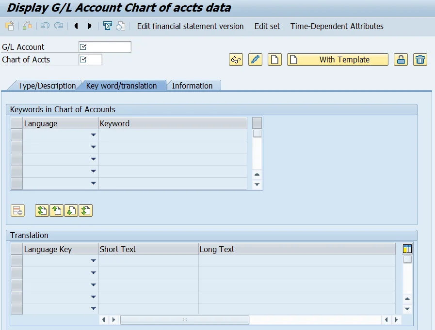 SAP Table SKAS store general ledger chart of accounts keyword data